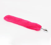 Love In Leather Aluminium Alloy Faux Fur Butt Plug Small - Hot Pink - Butt Plugs